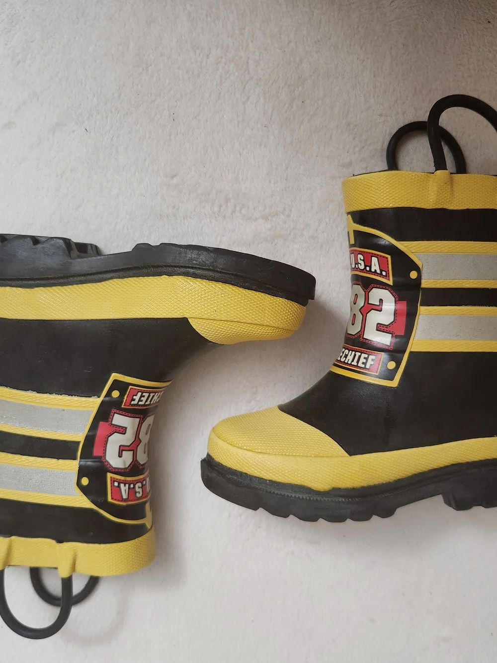 Western Chief Kids F.D.U.S.A. Rain Boots Toddler Sz 7 Black & Yellow